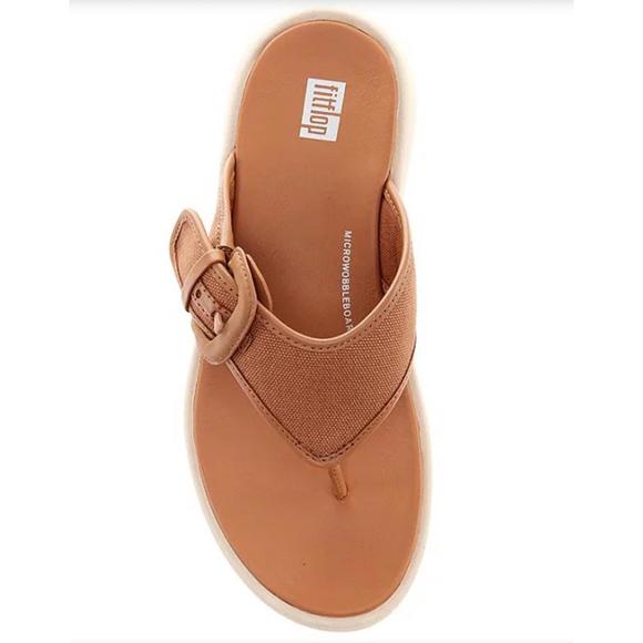 NEW FITFLOP women's f-mode buckle toe post sandal in latte - Picture 3 of 3